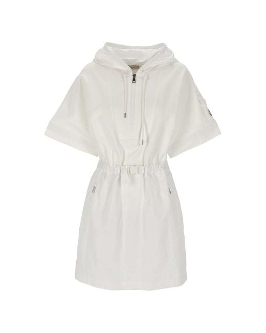 Moncler White Drawstring Short-sleeved Dress