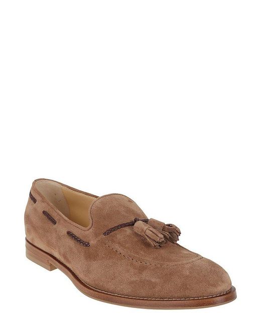 Brunello Cucinelli Brown Tassel Detailed Slip-On Loafers for men
