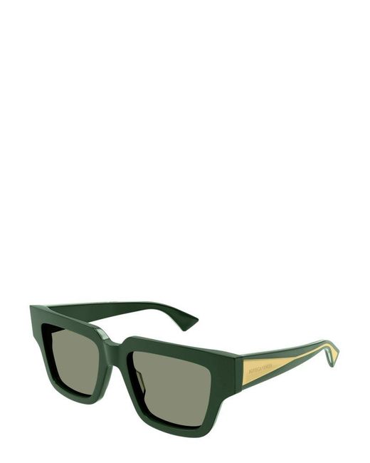 Bottega Veneta Green Rectangle Frame Sunglasses