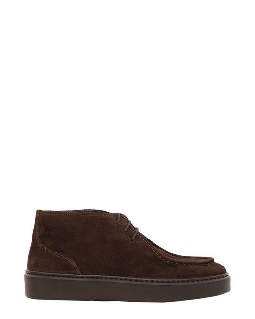 Doucal's Brown Chukka Round Toe Derby Shoes for men