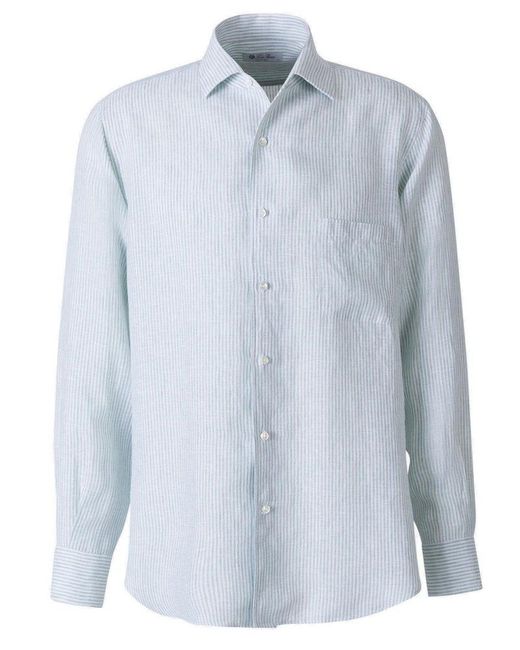 Loro Piana Linen André Striped Shirt in Blue for Men | Lyst