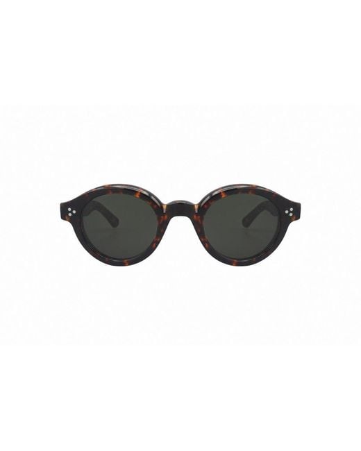 Lesca Black Corbs Round Frame Sunglasses