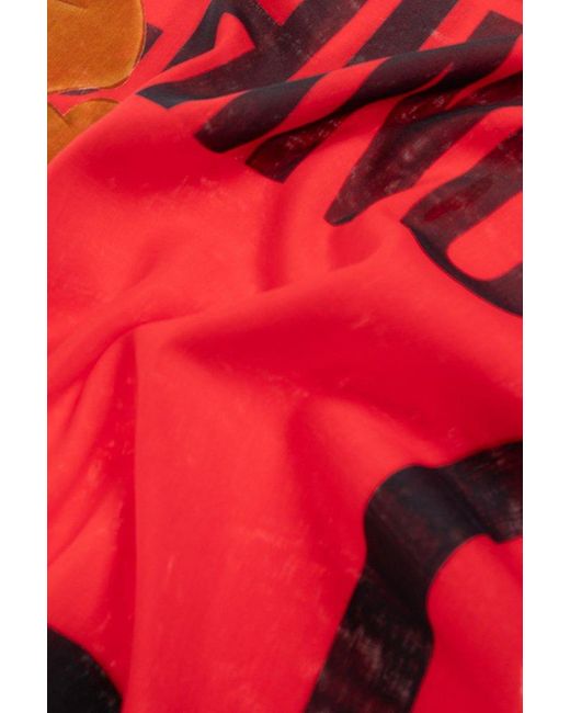Moschino Red Scarf With Logo,