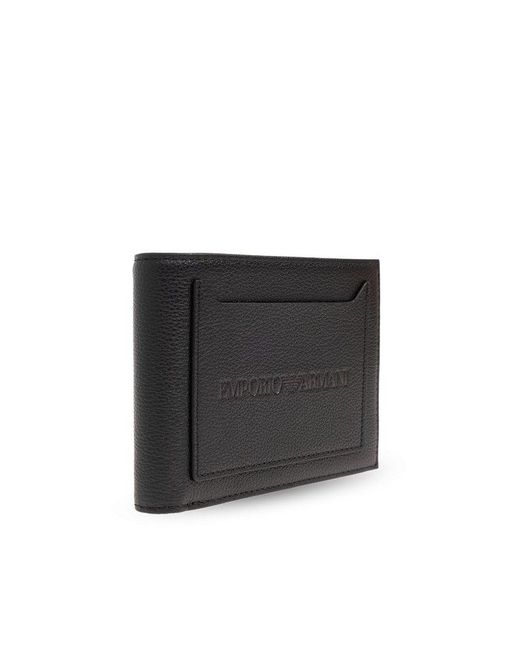 Emporio Armani Black Leather Wallet With Logo, for men