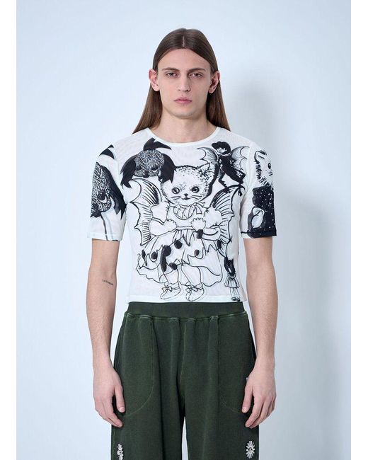 Chopova Lowena Cat Consort Mesh Tee in White | Lyst UK