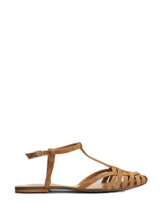 Anna F. Brown Caged Ankle Strapped Sandals