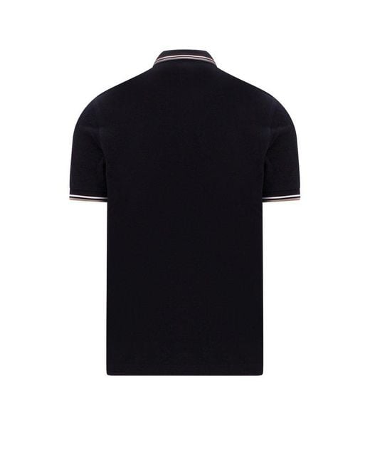 Fred Perry Black Logo Embroidered Short Sleeved Polo Shirt for men