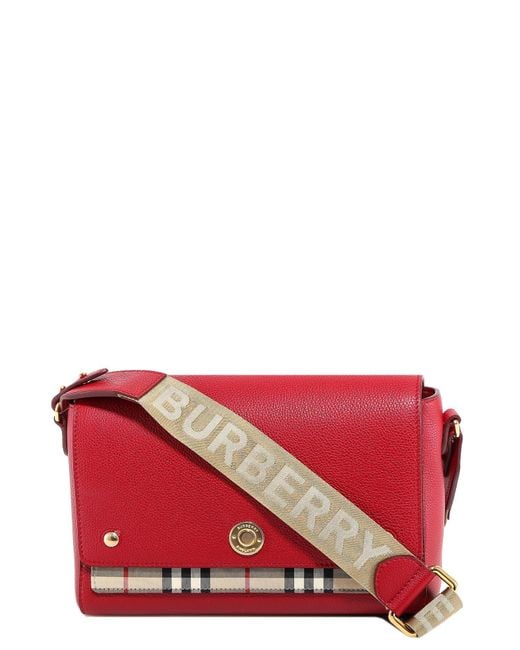Burberry Red Vintage Check Note Crossbody Bag