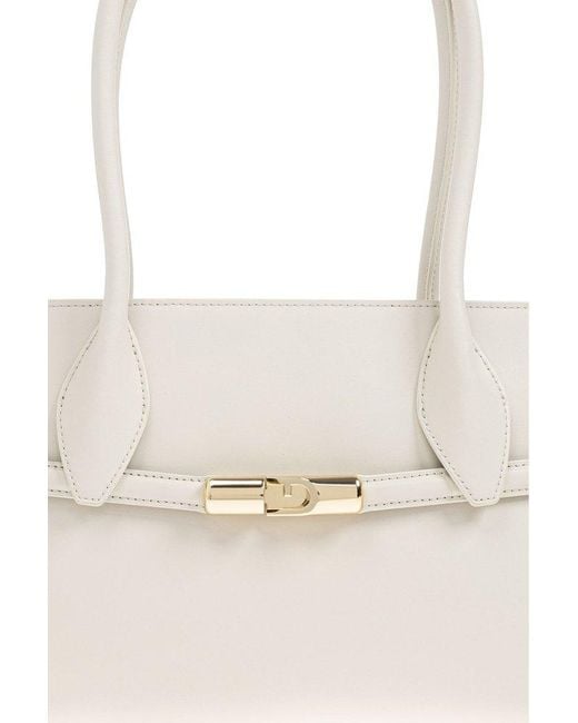 Furla White Goccia Arch Logo Medium Handbag