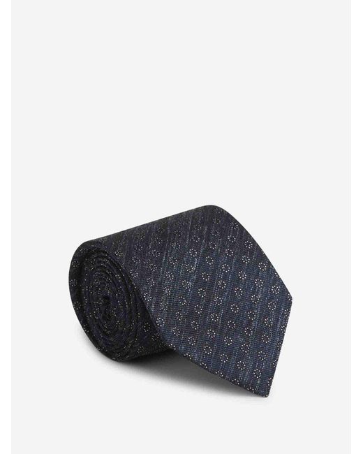Zegna Blue Geometric Pattern Tie for men
