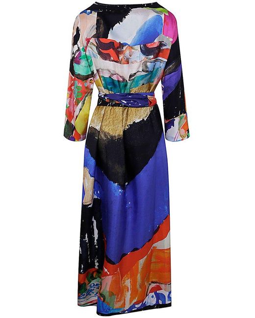 Daniela Gregis Orange Abstract Print Maxi Dress