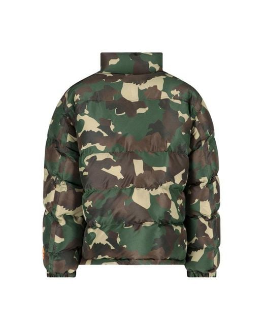 Heron Preston Green Camouflage Printed High-neck Padded Jacket for men