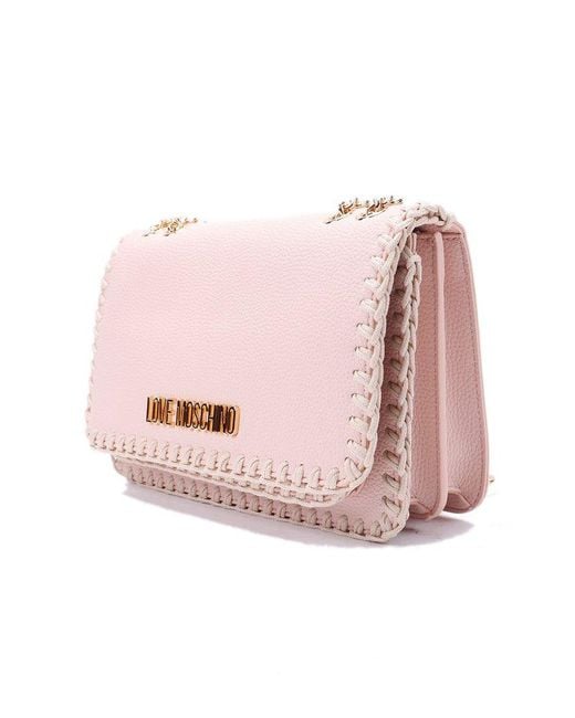 Love Moschino Pink Logo-plaque Chain-linked Shoulder Bag