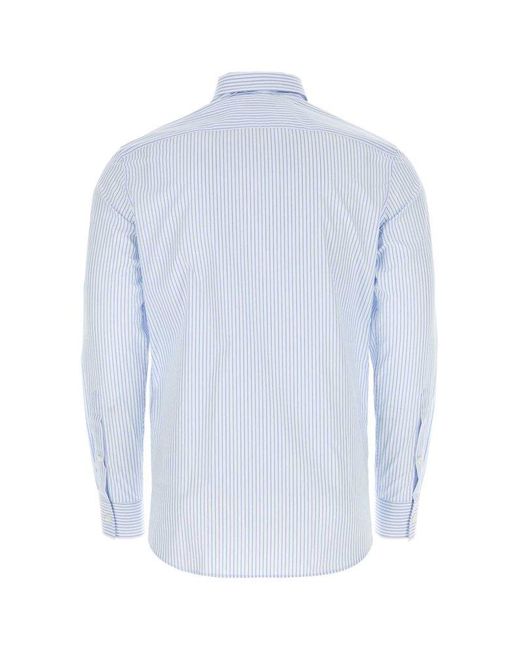 Valentino Blue Scarf Detailed Striped Shirt for men