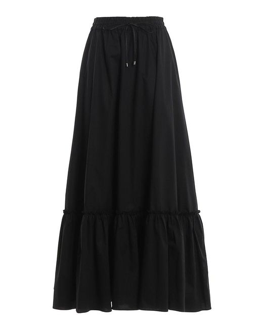 Pinko Black Flounce Detailed Drawstring Skirt