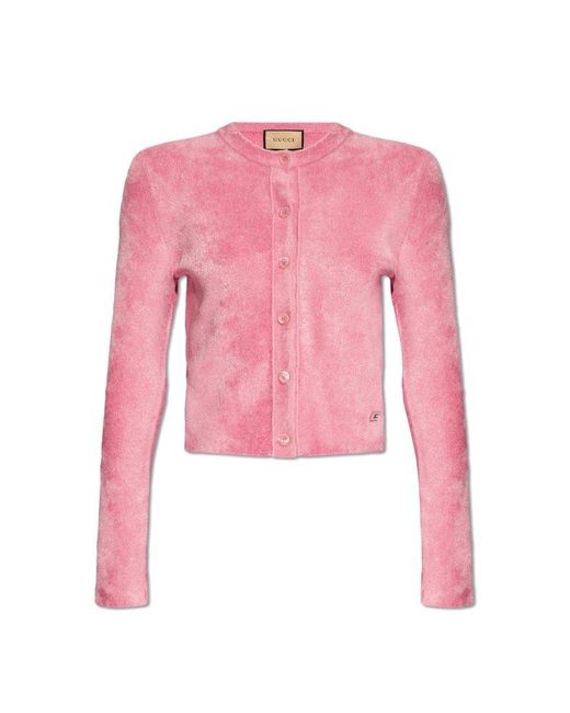 Gucci Pink Crystal G Ribbed-knit Top