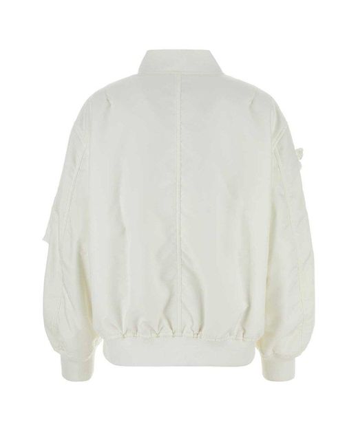 Valentino White Butterfly Embellished Zip-up Jacket