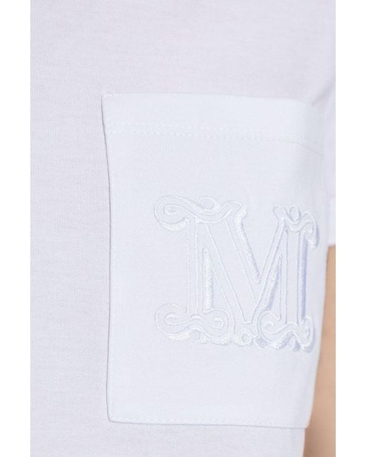 Max Mara Black Logo Embroidered Pocket Crewneck T-Shirt