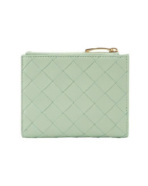 Bottega Veneta Green Intrecciato Bi-fold Small Wallet