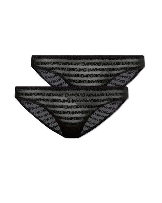 Emporio Armani Black Lace Briefs With Logo 2-Pack