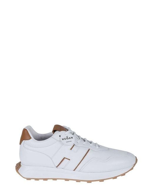 Hogan White H601 Lace-Up Sneakers for men