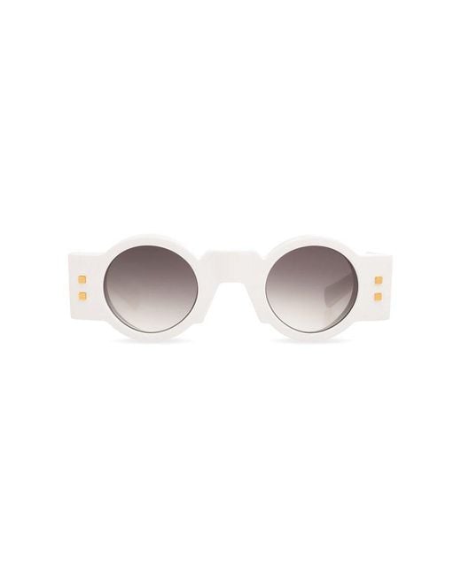 BALMAIN EYEWEAR White Round Frame Sunglasses