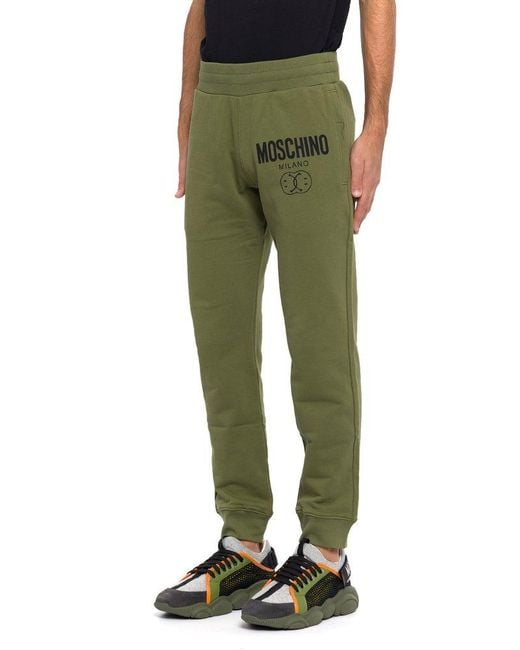 Moschino Green Logo Printed Sweatpants for men