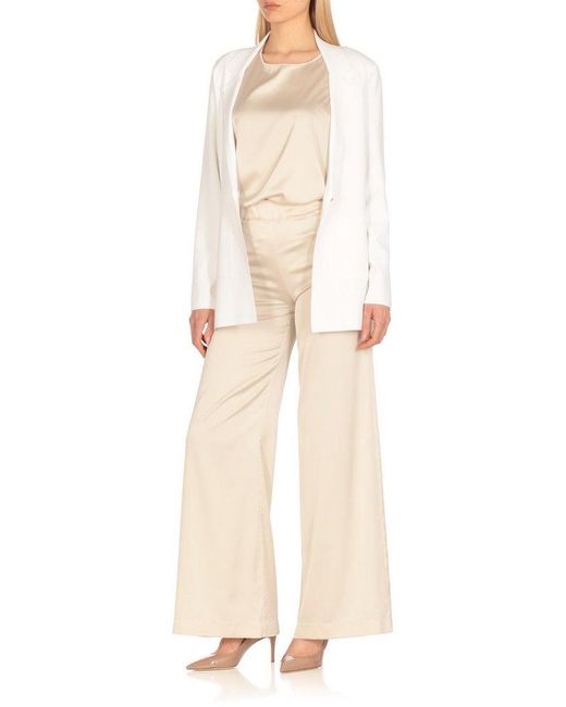 D.exterior White Single Button Blazer Jacket