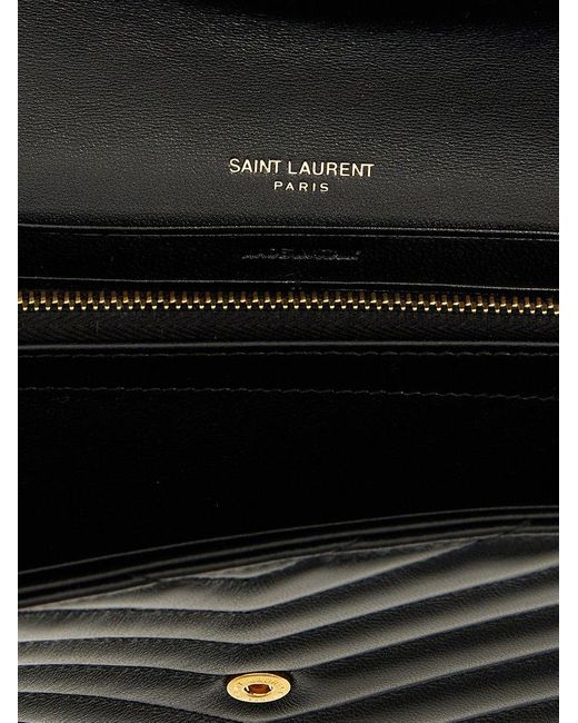 Saint Laurent Black Cassandre Matelassé Large Flap Wallet