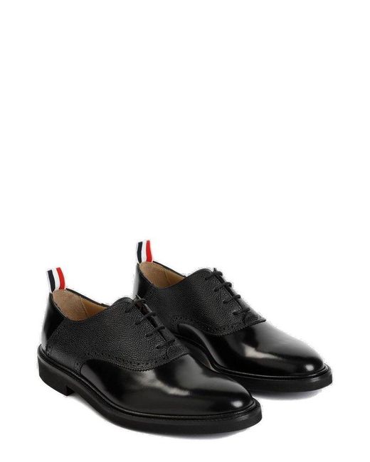 Thom Browne Black Saddle Round Toe Lace-up Shoes for men