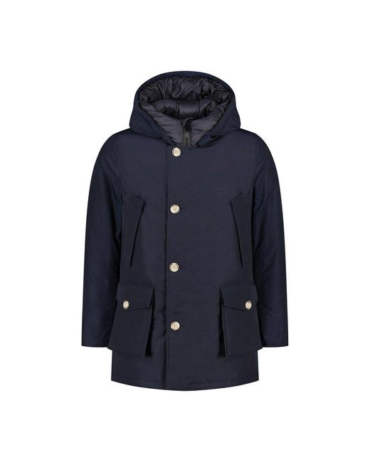Woolrich Blue Arctic Hooded Down Coat for men