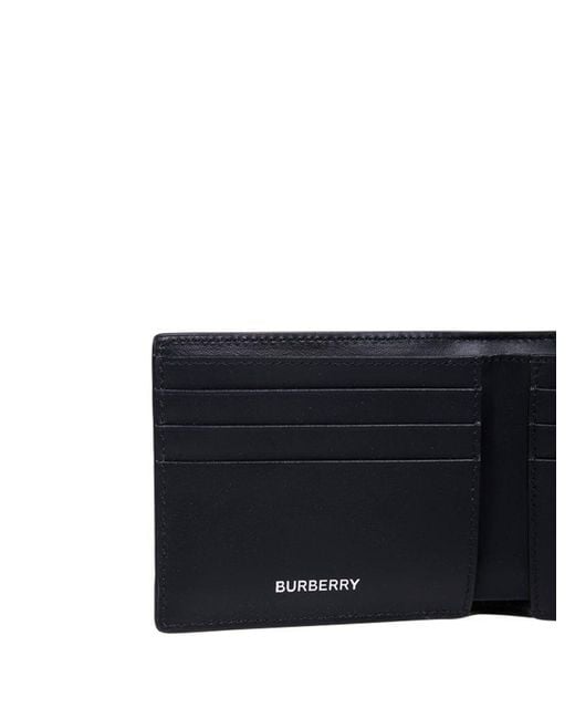 Burberry White Checked Logo Printed Bi-fold Wallet for men