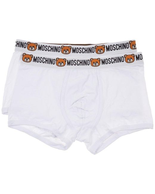 Moschino Cotton Logo Waistband Boxers in White for Men Save 40% Mens Clothing Underwear Boxers 