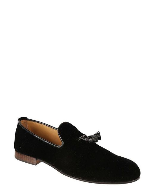 Tom Ford Black Tassel-detail Almond-toe Velvet Loafers for men