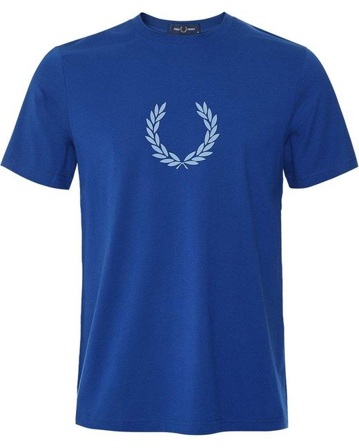 Fred Perry Blue Logo-printed Crewneck T-shirt for men