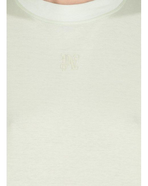 Palm Angels White Logo-embroidered Crewneck Sweatshirt