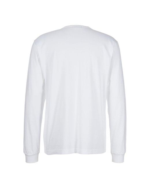 Comme des Garçons White Logo Printed Long-sleeved T-shirt for men