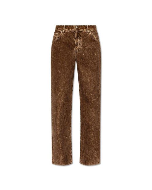 Loewe Brown Jeans With Flocked Pattern,