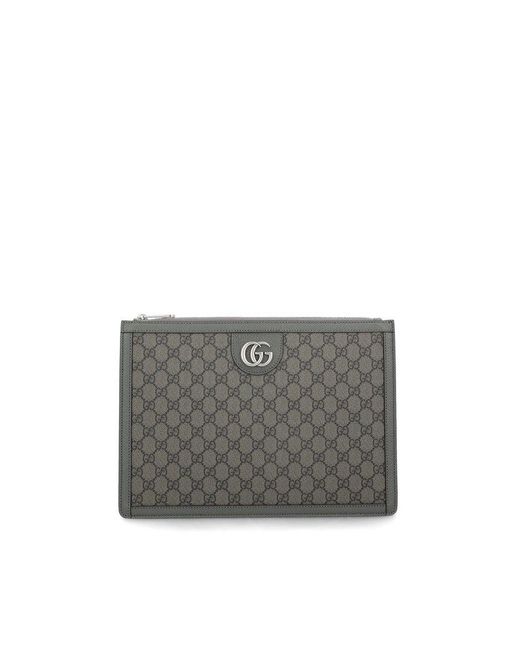 Gucci Gray Double G Zipped Laptop Case for men