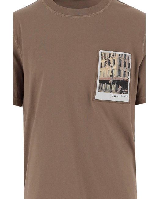 Helmut Lang Brown Cotton Postcard T-Shirt With Print for men