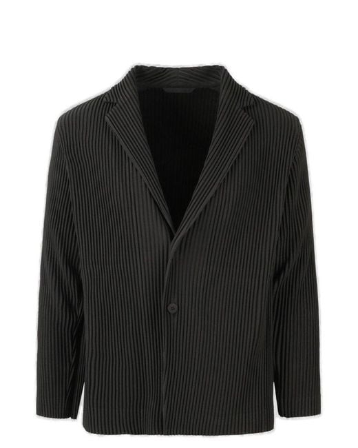 Homme Plissé Issey Miyake Black Pleated Single-breasted Blazer for men