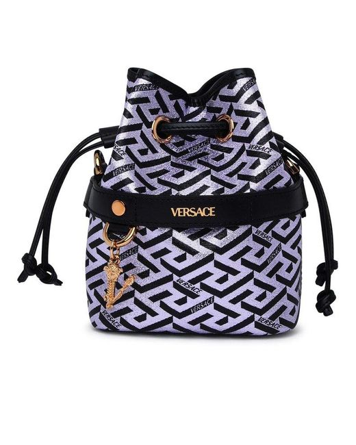 Versace Blue La Greca Signature Bucket Bag