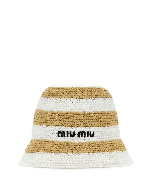 Miu Miu Multicolor Logo Embroidered Bucket Hat