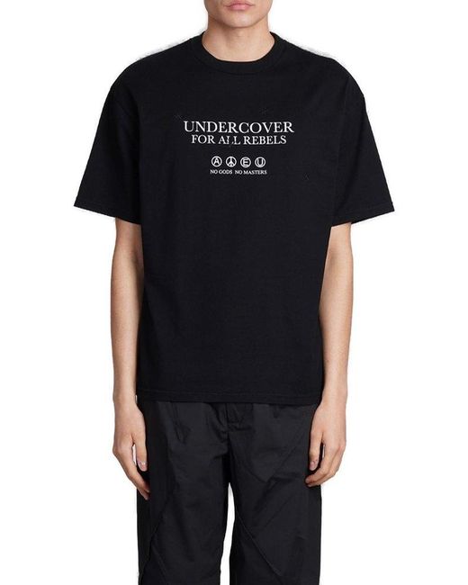 Undercover Black Slogan-printed Crewneck T-shirt for men