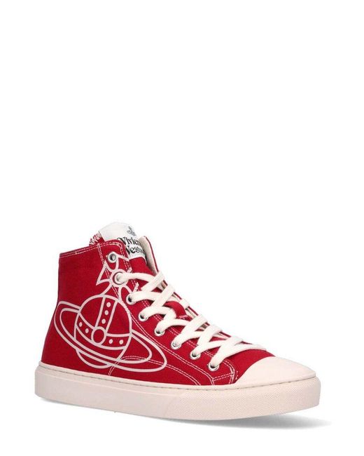 Vivienne Westwood Red Plimsoll Orb Printed High-top Sneakers for men