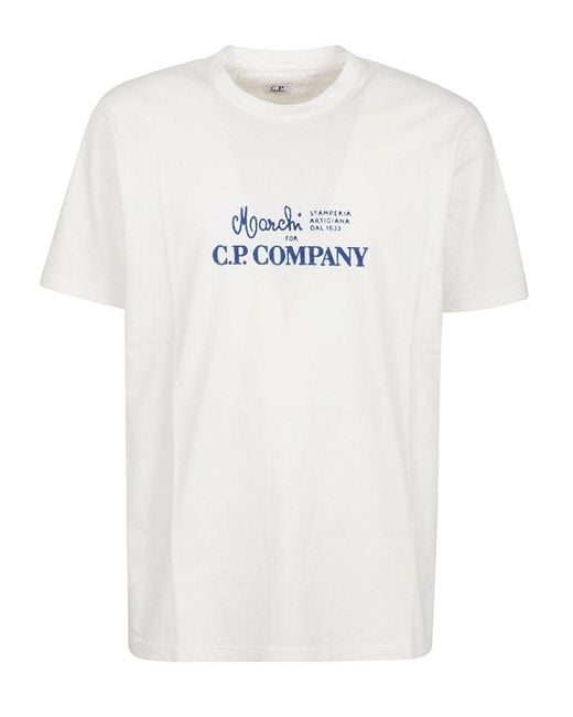 C P Company Blue Graphic Printed Crewneck T-shirt for men