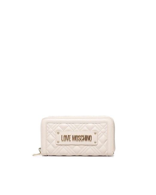 Love Moschino Natural Quilted Zip Around Wallet