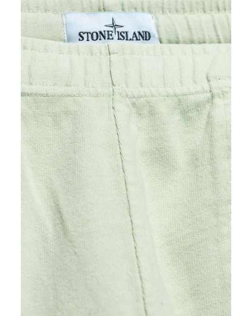 Stone Island White Compass-badge Elasticated Waistband Tapered Trousers for men