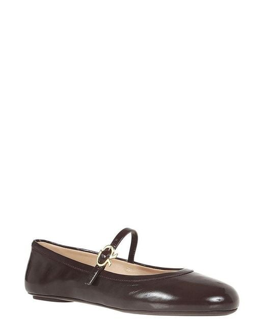 Gianvito Rossi Brown Carla Buckle-Strap Ballerina Shoes