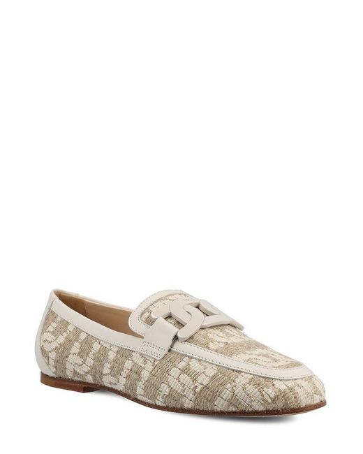 Tod's Natural Logo Plaque Slip-on Loafers
